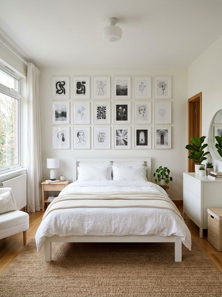 White Bedroom With Gallery Wall - 30 pure white bedroom ideas
