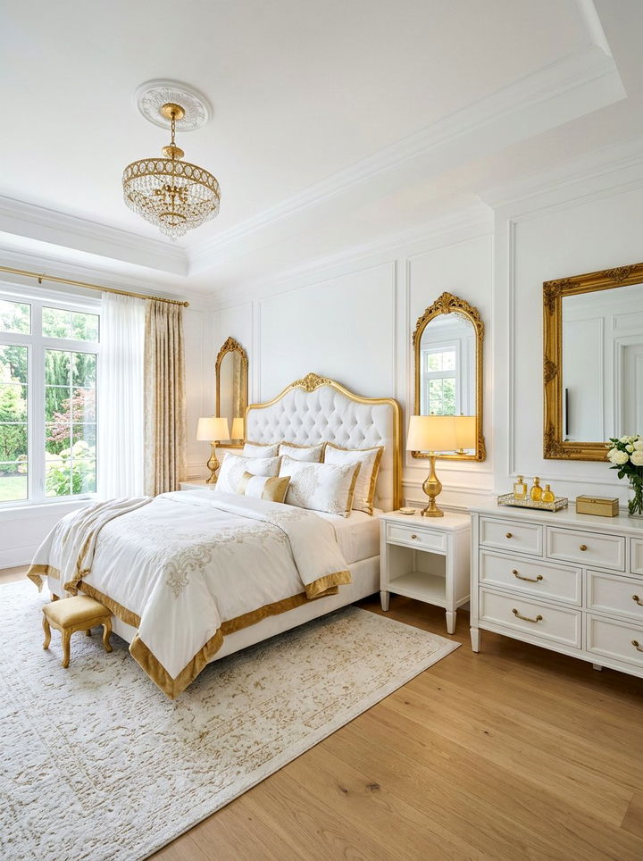 White Bedroom With Gold Accents - 30 cool white bedroom ideas