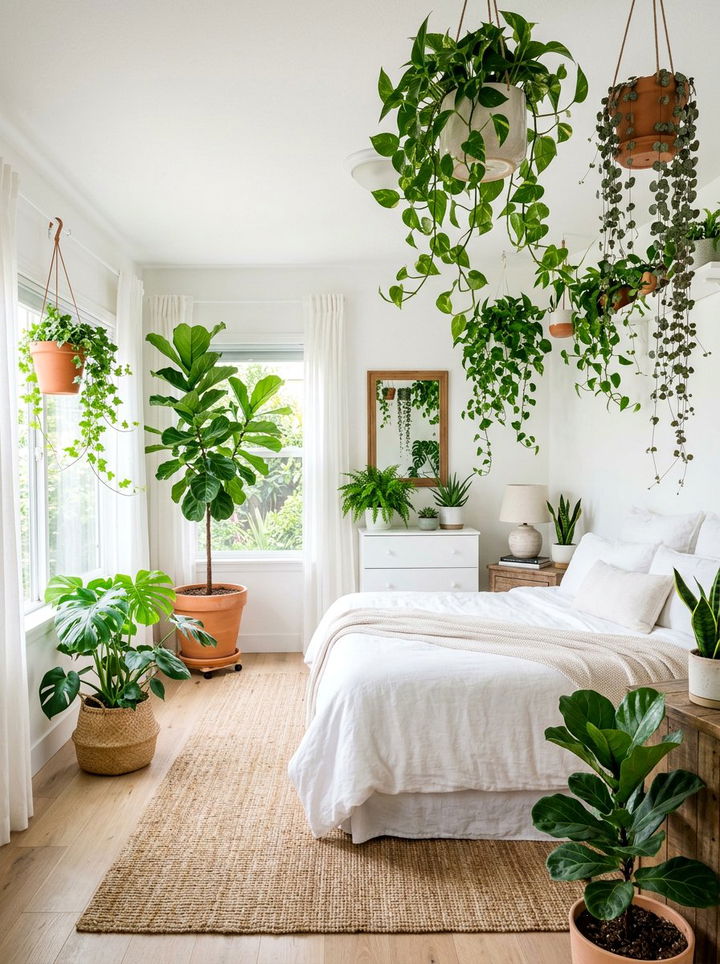 White Bedroom With Greenery - 30 cool white bedroom ideas