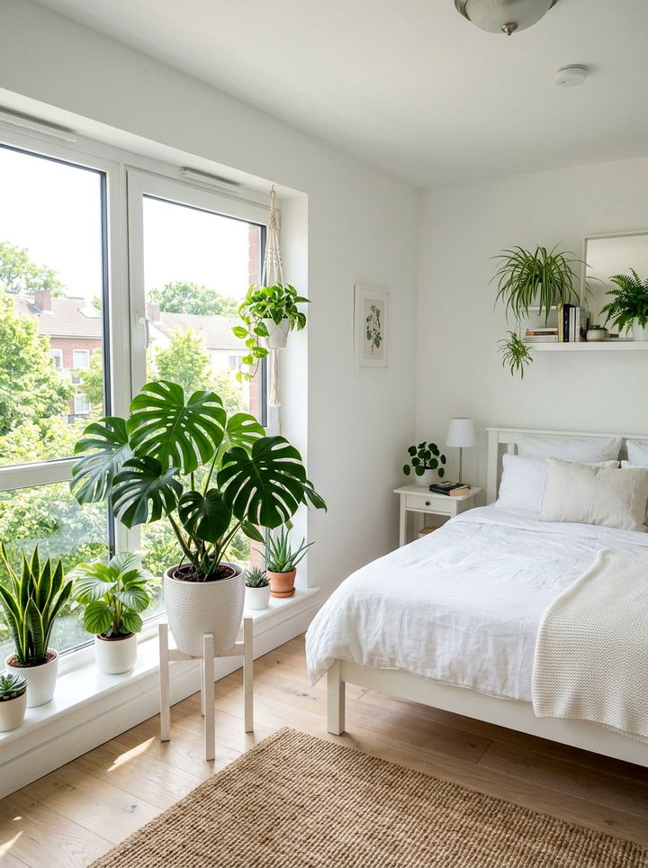 White Bedroom With Indoor Plants - 30 minimalist white bedroom ideas