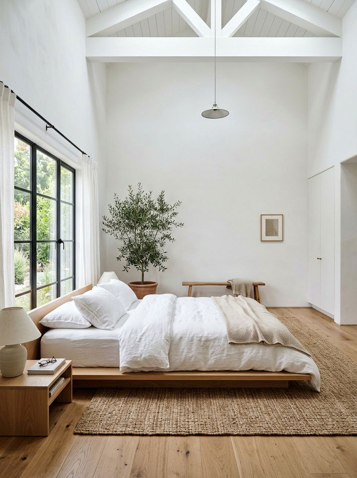 White Bedroom With Low Profile Bed - 30 minimalist white bedroom ideas