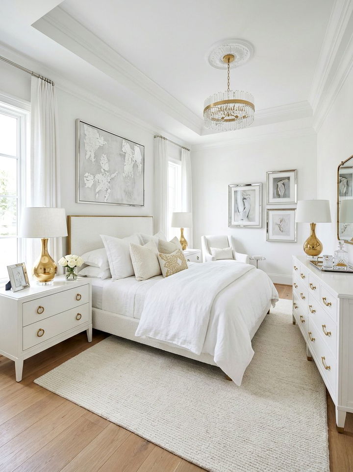 White Bedroom With Metallic Accents - 30 pure white bedroom ideas