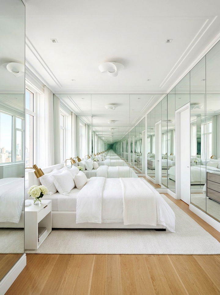 White Bedroom With Mirror Walls - 30 minimalist white bedroom ideas