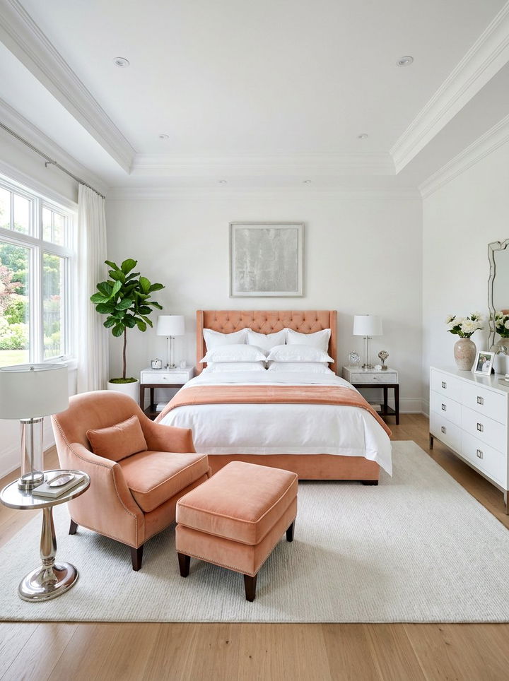 White Bedroom With Peach Velvet Furniture - 30 peach and white bedroom ideas
