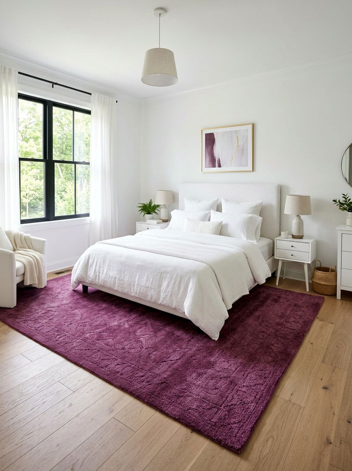 White Bedroom With Purple Rug - 30 purple and white bedroom ideas