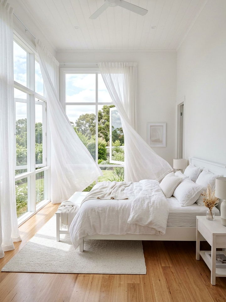 White Bedroom With Sheer Curtains - 30 pure white bedroom ideas