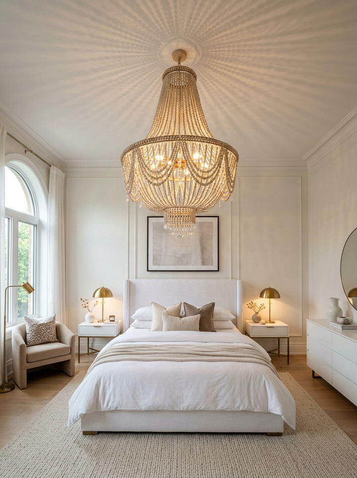 White Bedroom With Statement Lighting - 30 pure white bedroom ideas
