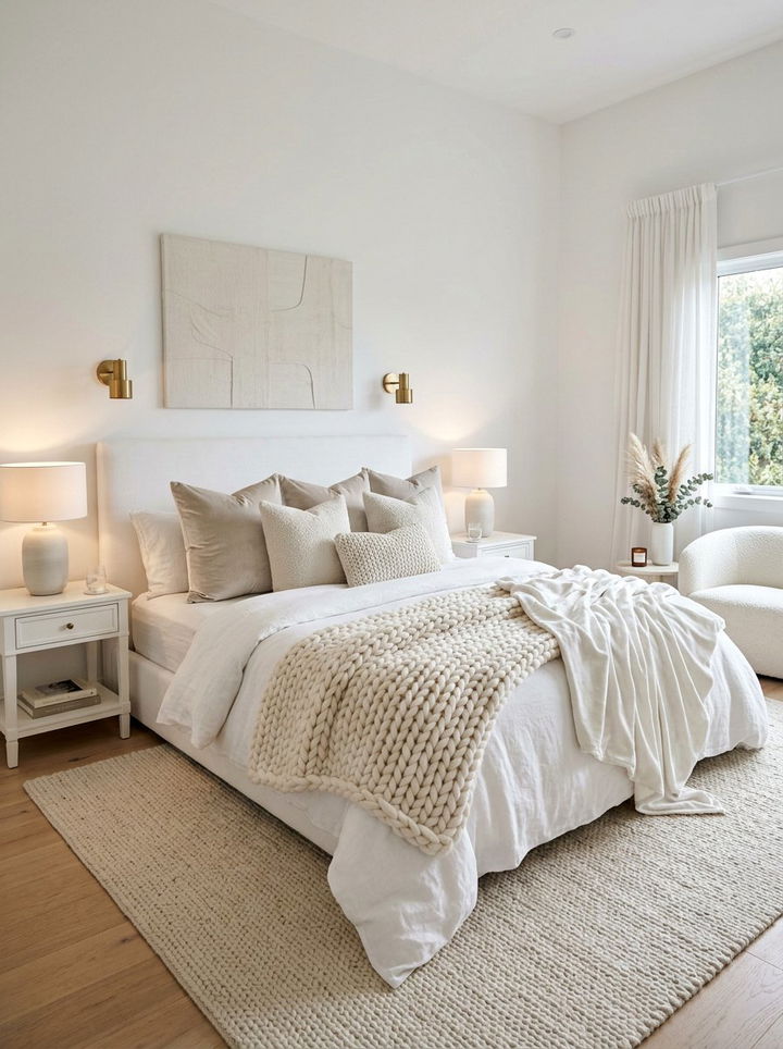 White Bedroom With Textured Bedding - 30 pure white bedroom ideas