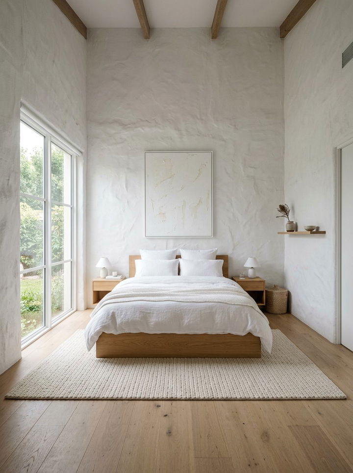 White Bedroom With Textured Walls - 30 minimalist white bedroom ideas