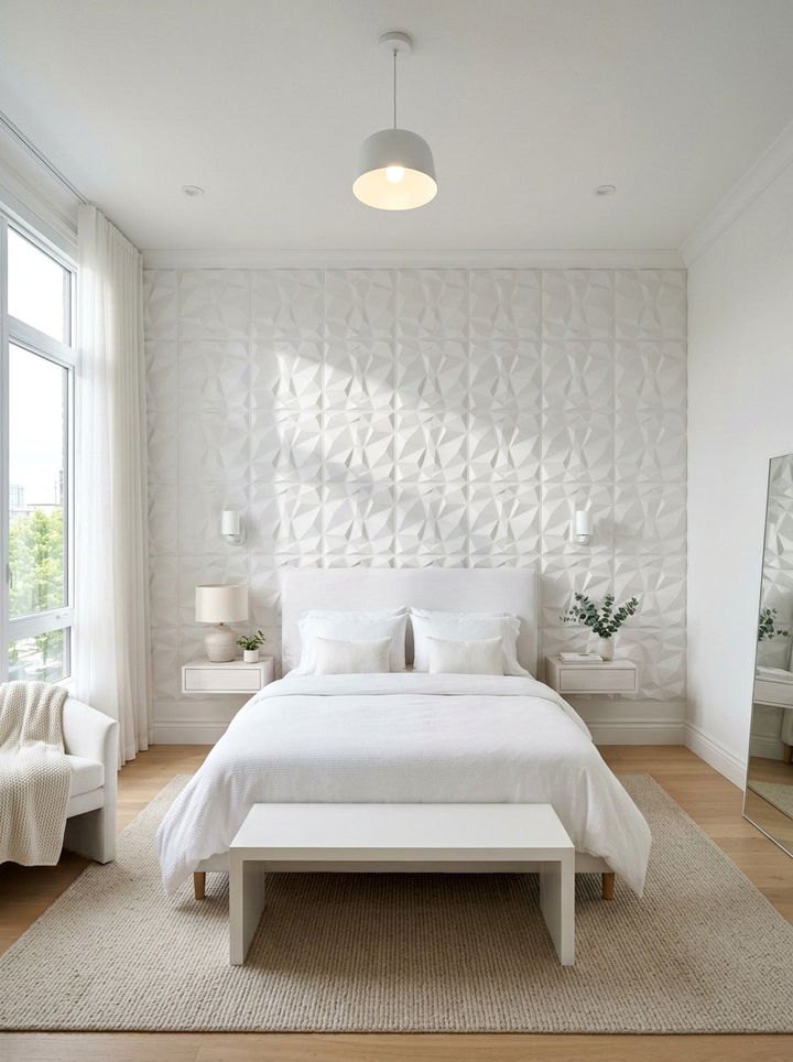 White Bedroom With Textured Walls - 30 cool white bedroom ideas