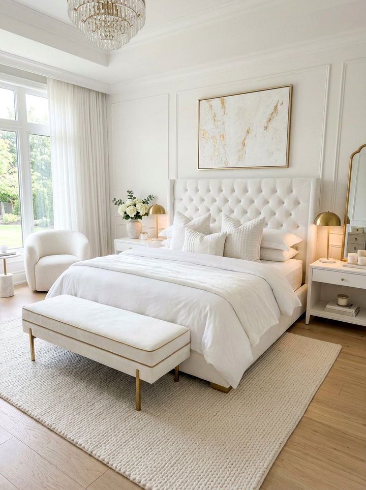White Bedroom With Velvet Accents - 30 modern white bedroom ideas