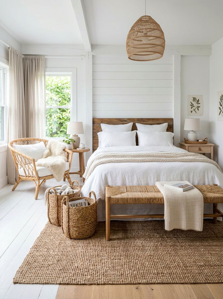 White Bedroom Woven Decor - 30 scandinavian white bedroom ideas