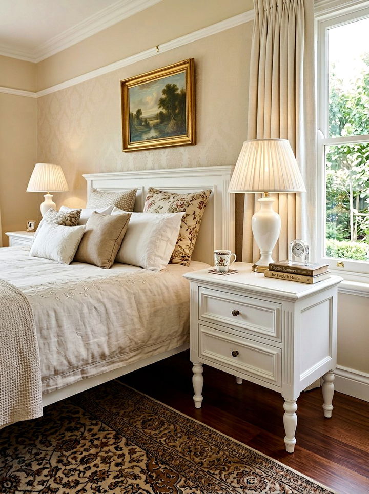 White Bedside Table - 30 traditional white bedroom ideas