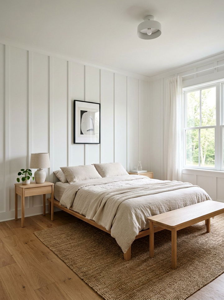 White Board And Batten Bedroom - 30 bedroom wainscoting ideas