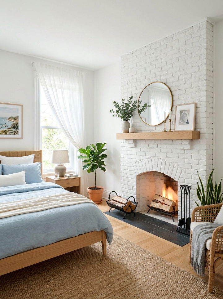 White Brick Bedroom Fireplace - 30 bedroom wood burning fireplace ideas