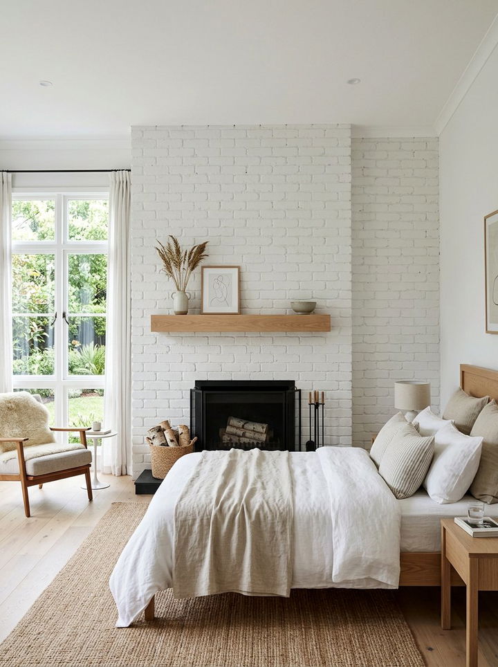 White Brick Fireplace Bedroom - 30 bedroom with fireplace ideas