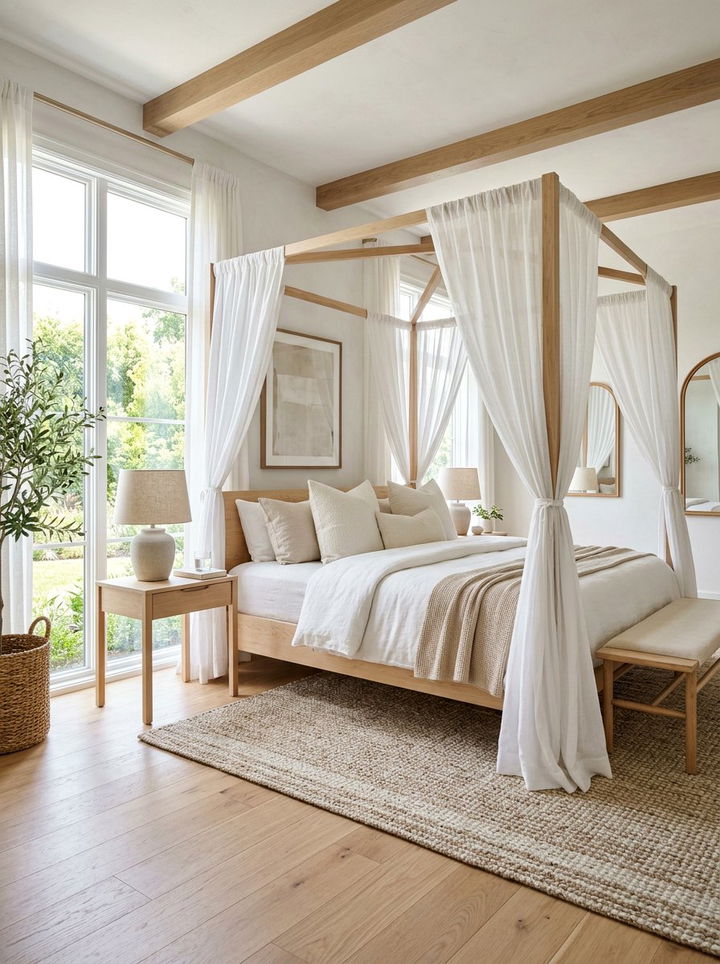 White Canopy Bed - 30 light academia bedroom ideas