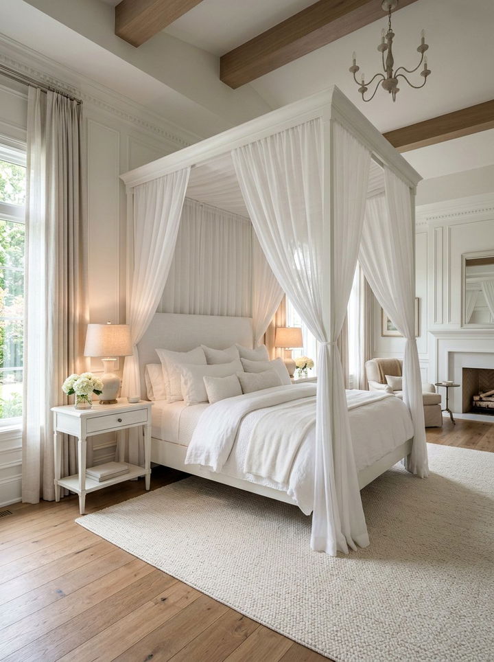 White Canopy Bed - 30 traditional white bedroom ideas