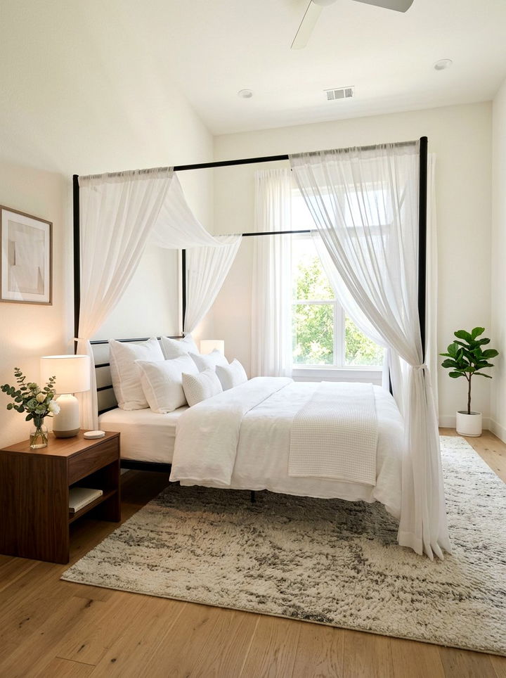 White Canopy Bed - 30 bedroom soft settings