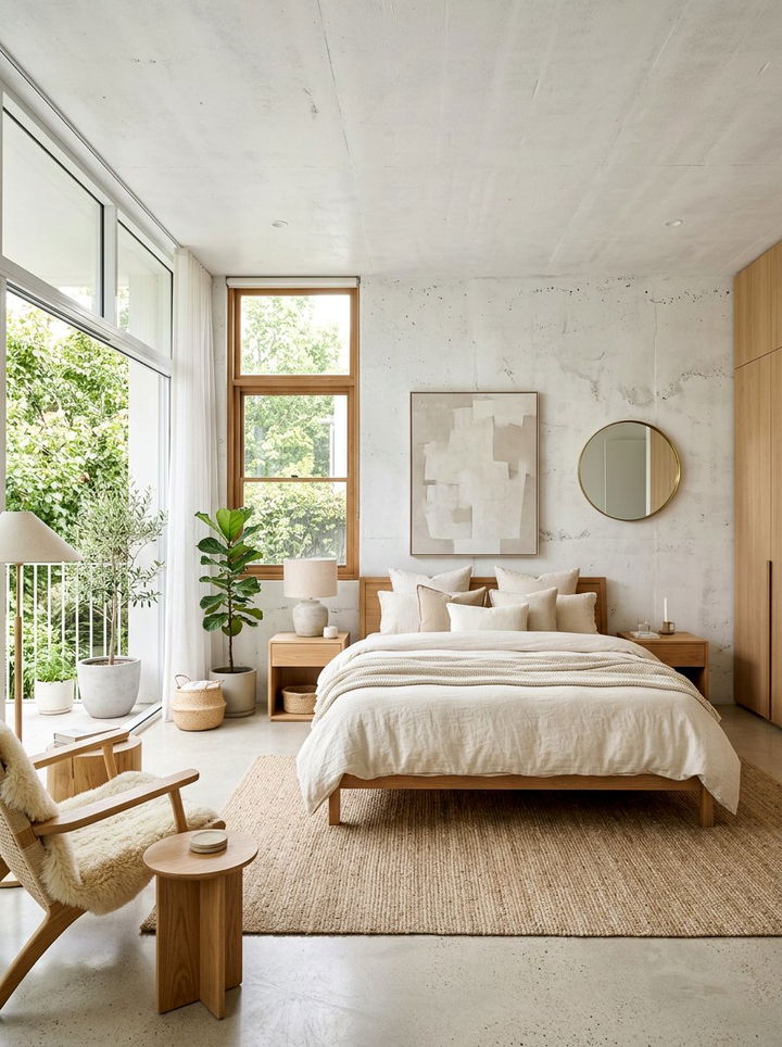 White Concrete Finish - 30 concrete bedroom ideas