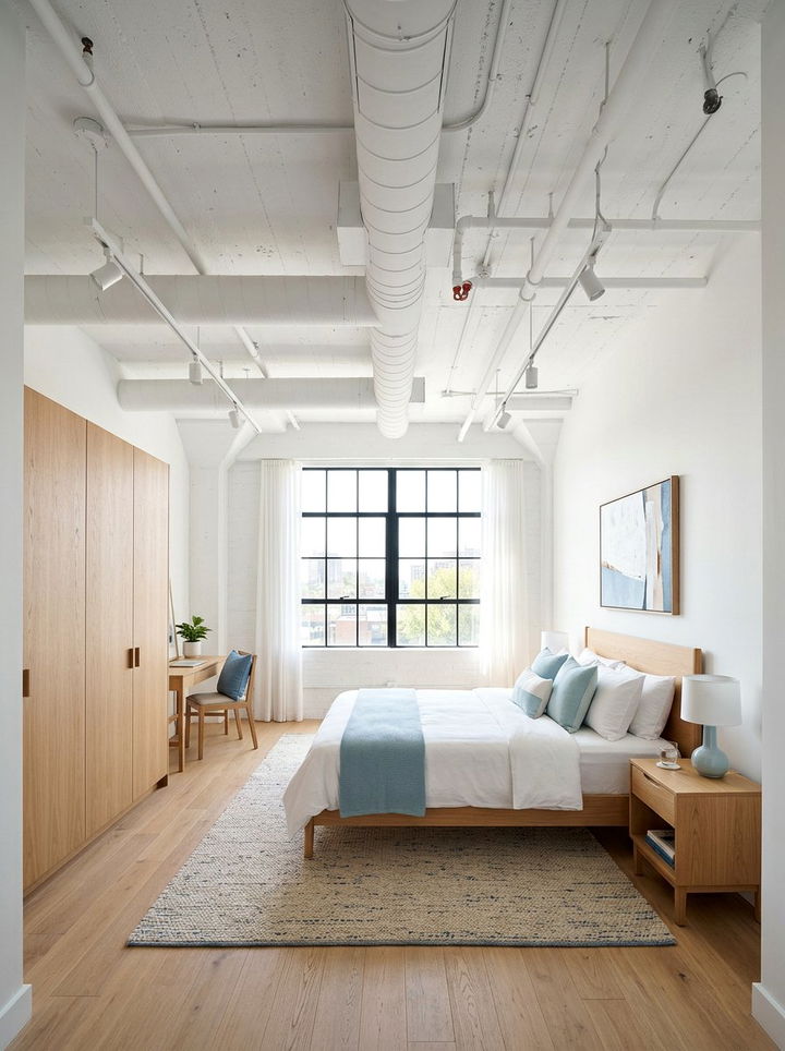 White Exposed Ductwork - 30 exposed ductwork bedroom ideas