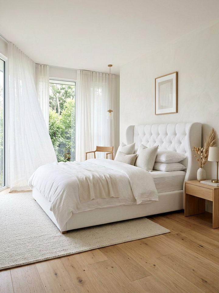 White Fabric Wingback Bed - 30 bedroom wingback headboards