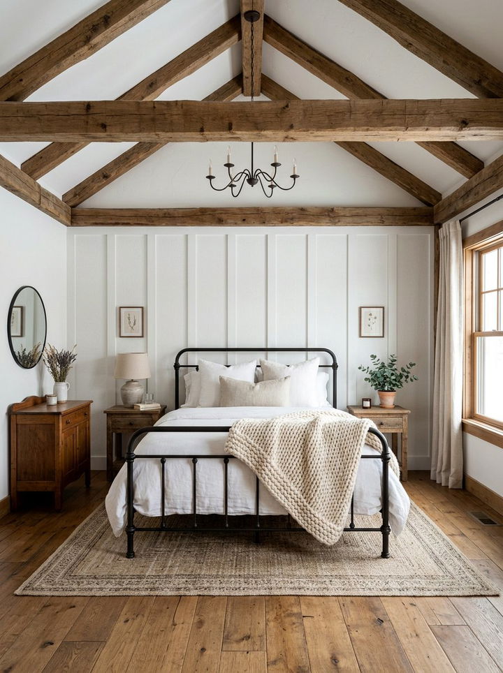 White Farmhouse Board And Batten - 30 bedroom board and batten ideas
