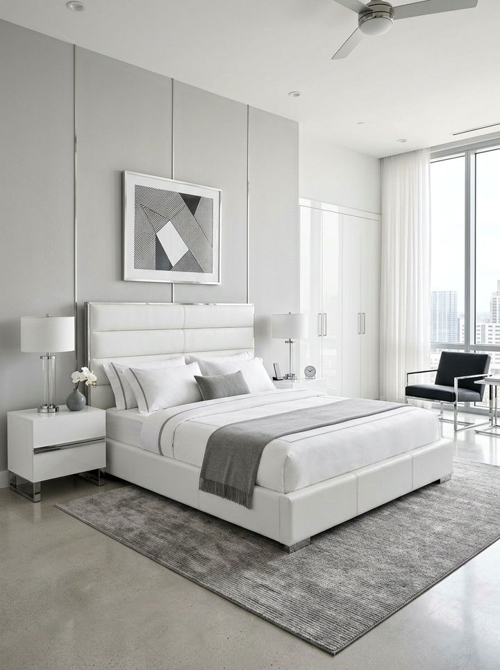 White Faux Leather Bed - 30 bedroom ottoman bed ideas