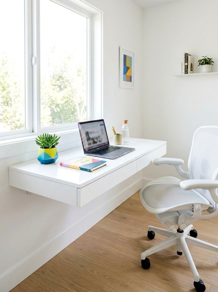 White Floating Desk - 30 bedroom floating desks