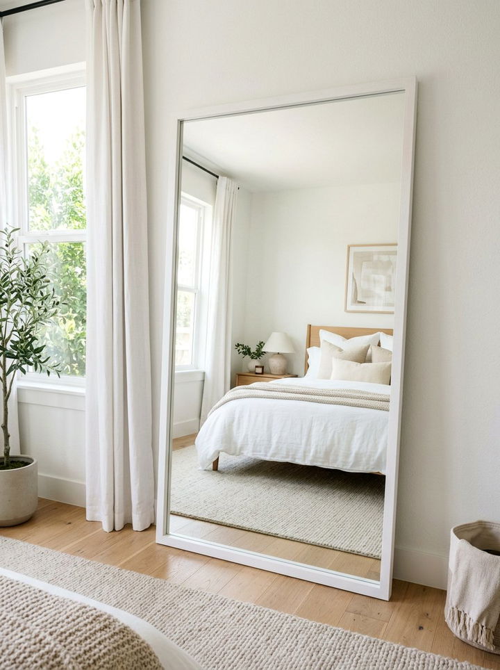 White Floor Mirror - 30 white bedroom accessories ideas