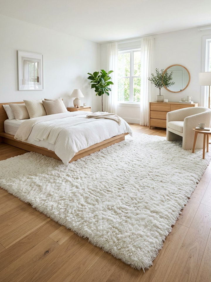 White Fluffy Bedroom Rug - 30 bedroom shag rugs