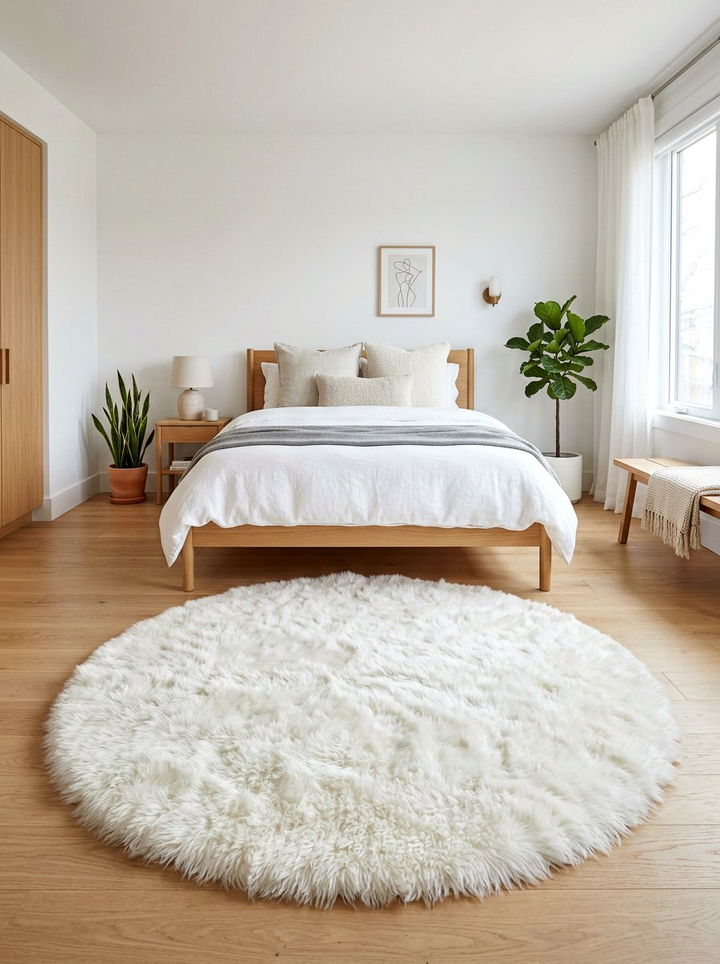 30 Trendy Bedroom Round Rugs to Soften Your Room Layout