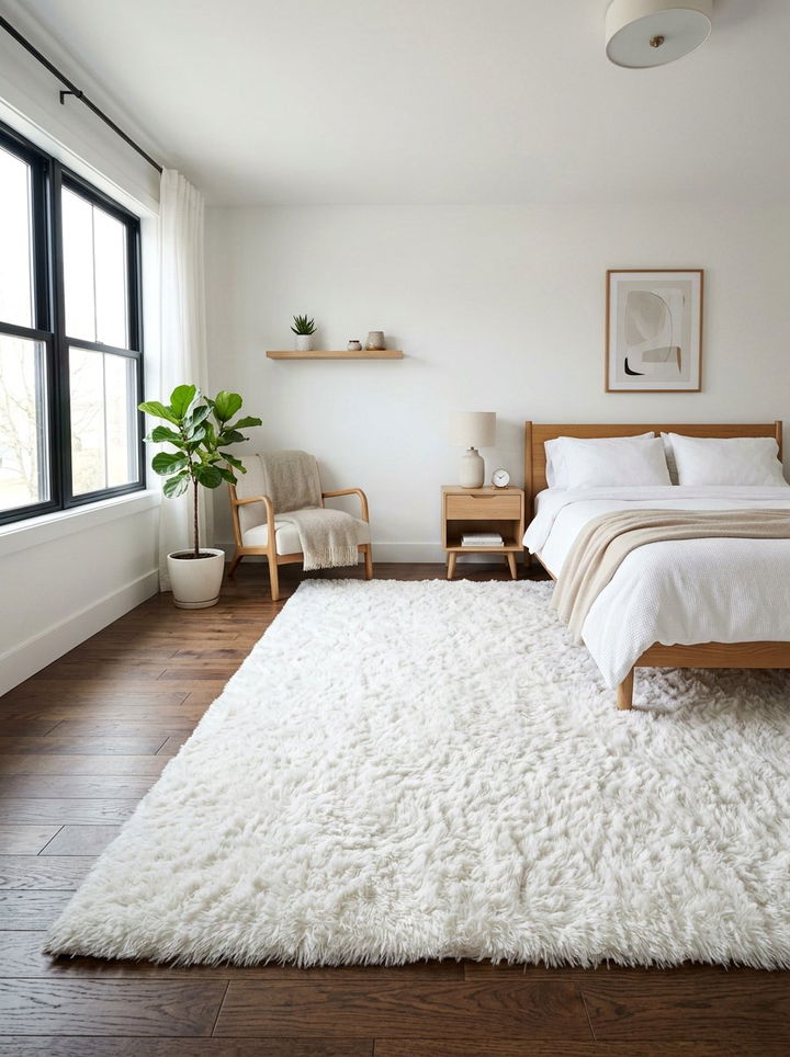 White Fluffy Rug - 30 bedroom soft settings