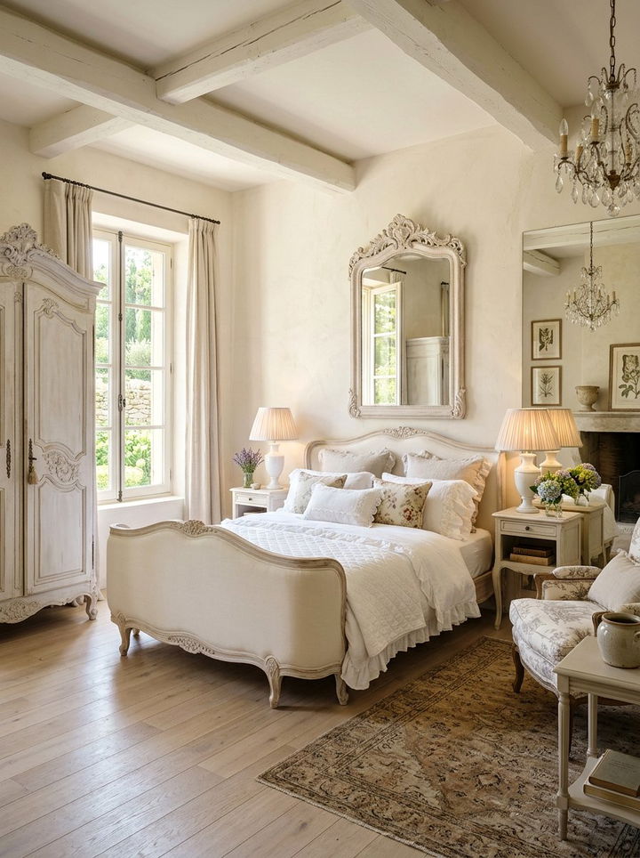 White French Country Bedroom - 30 white and white bedroom ideas
