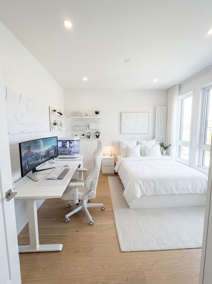 White Gaming Bedroom - 30 gamer setup bedroom ideas