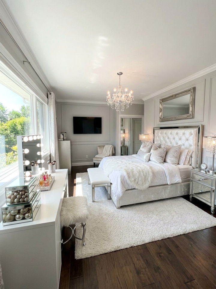 White Glam Bedroom - 30 white and white bedroom ideas