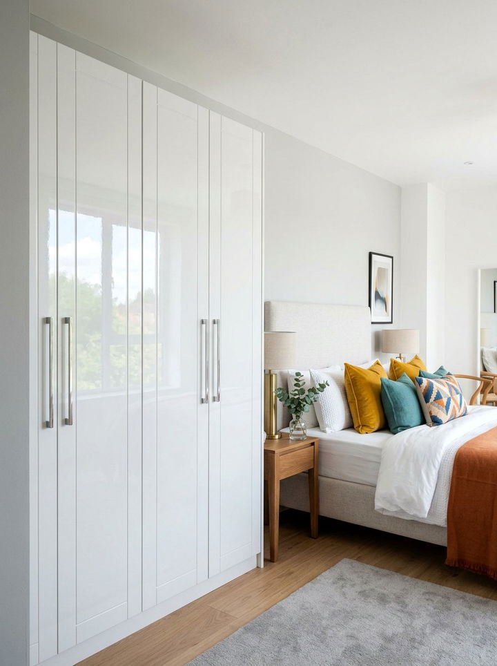 White Gloss Wardrobe - 30 bedroom built-in wardrobes
