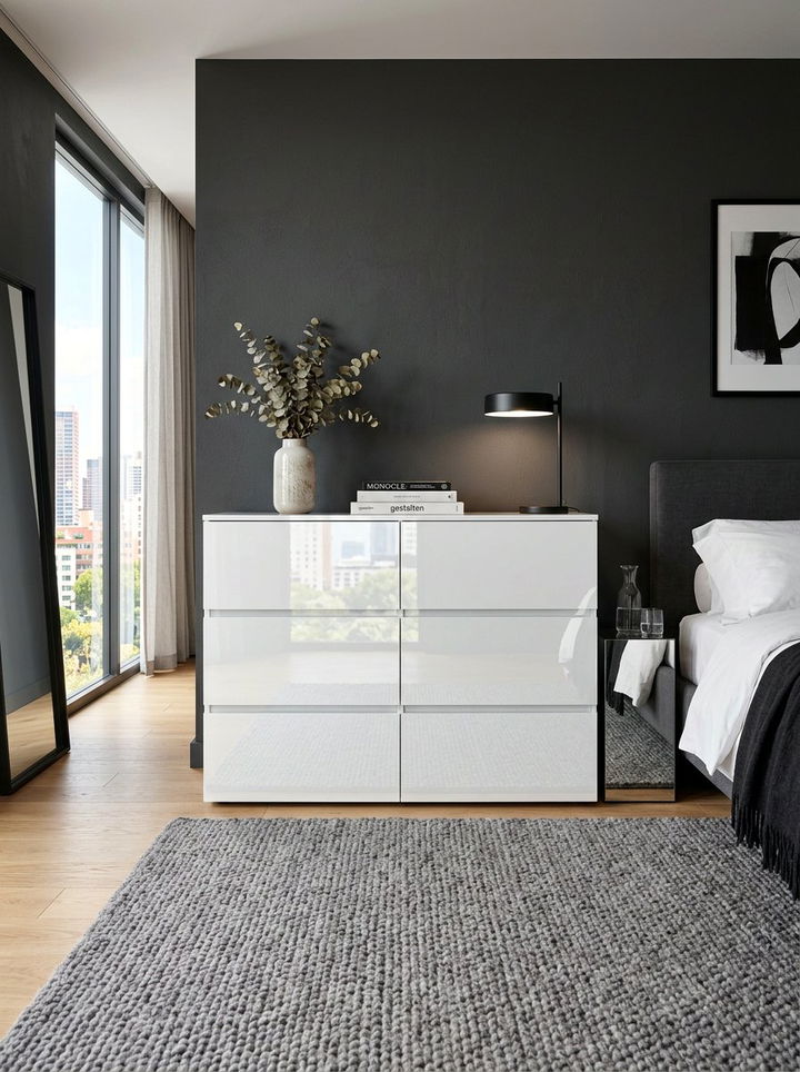 White High Gloss Dresser - 30 bedroom modern dressers