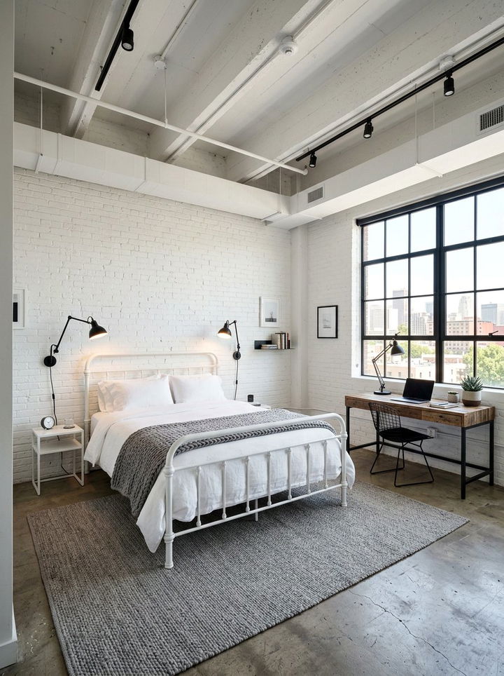 White Industrial Bedroom - 30 white bedroom furniture ideas