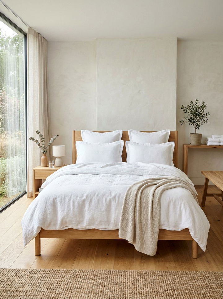 White Linen Bedding - 30 spa bedroom ideas