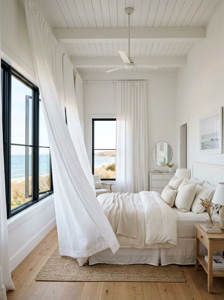 White Linen Curtains - 30 white bedroom accessories ideas