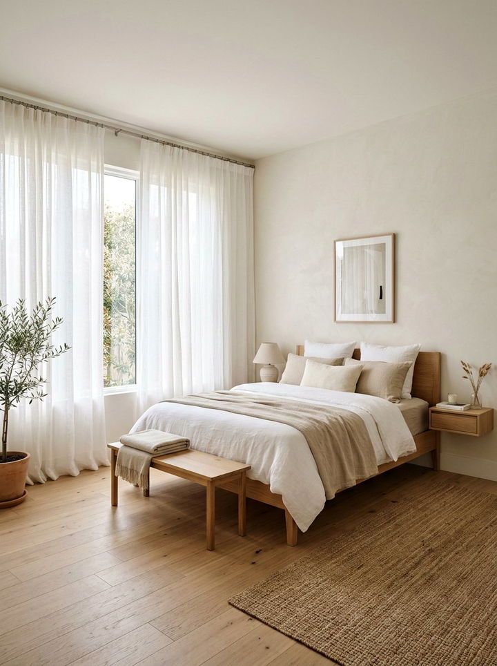 White Linen Curtains - 30 bedroom window treatment ideas