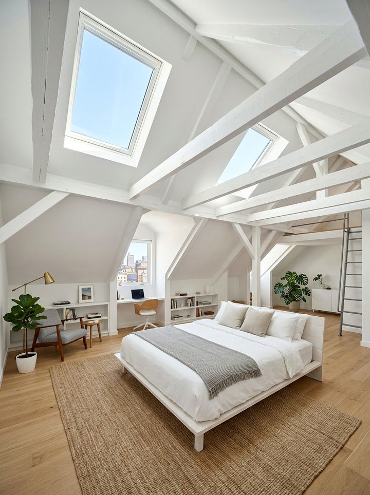 White Loft Bedroom - 30 contemporary white bedroom ideas
