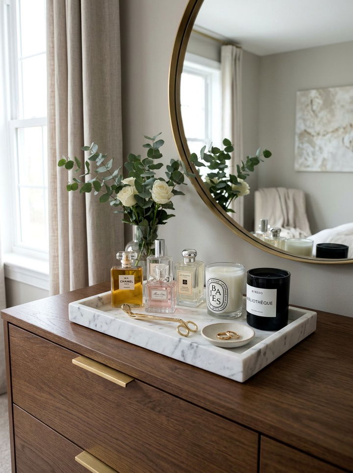 White Marble Tray - 30 white bedroom accessories ideas