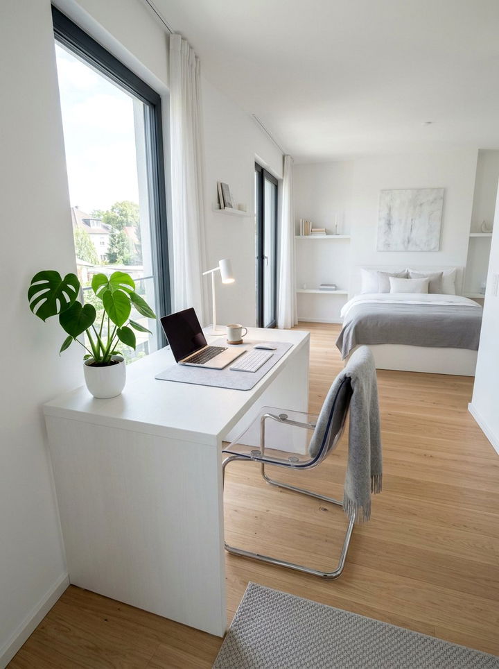 White Minimalist Desk - 30 bedroom writing desks