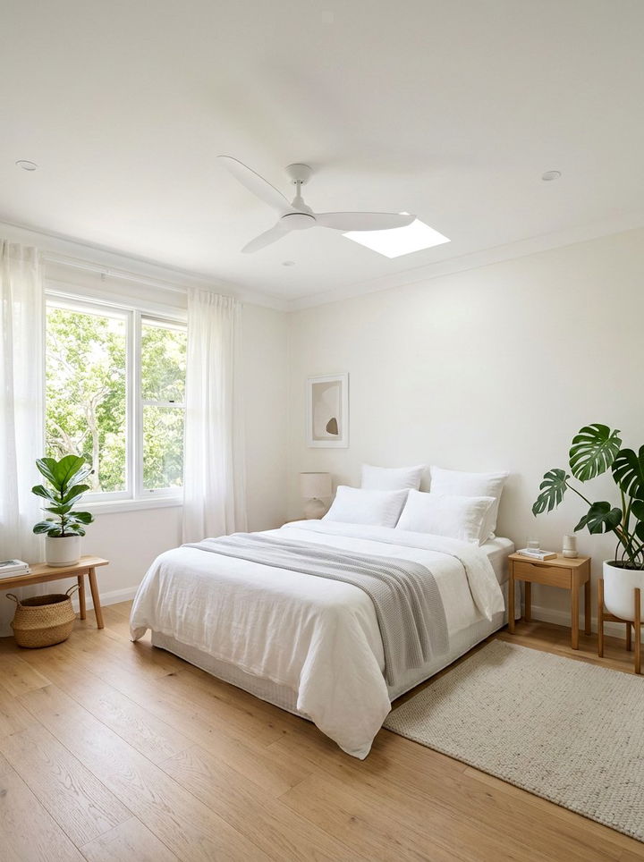 White Minimalist Fan - 30 bedroom ceiling fans