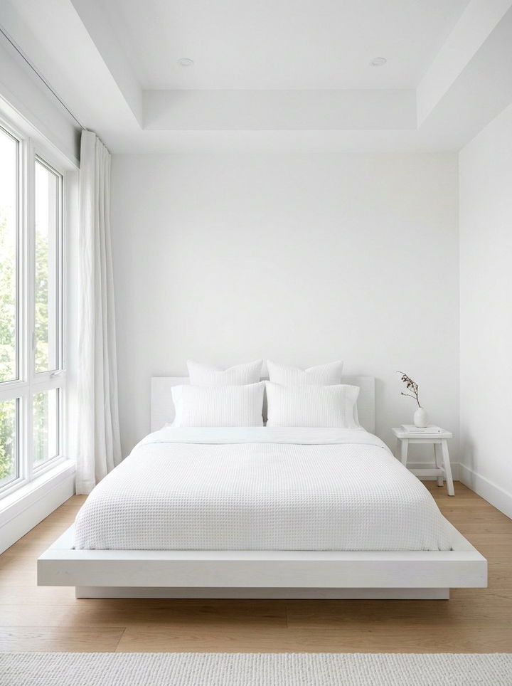 White Minimalist Low Bed - 30 bedroom low profile beds