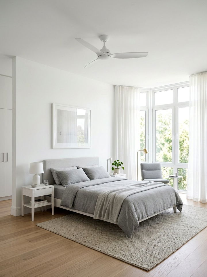 White Modern Fan - 30 bedroom fans