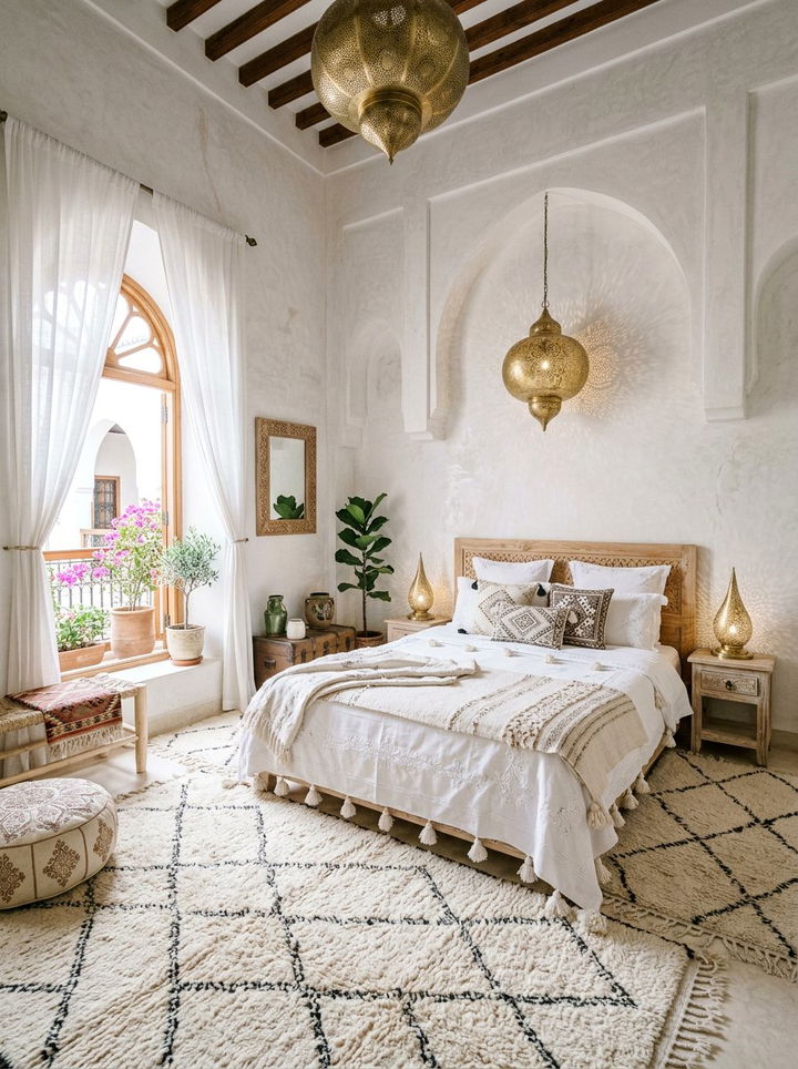 White Moroccan bedroom - 30 Moroccan bedroom ideas