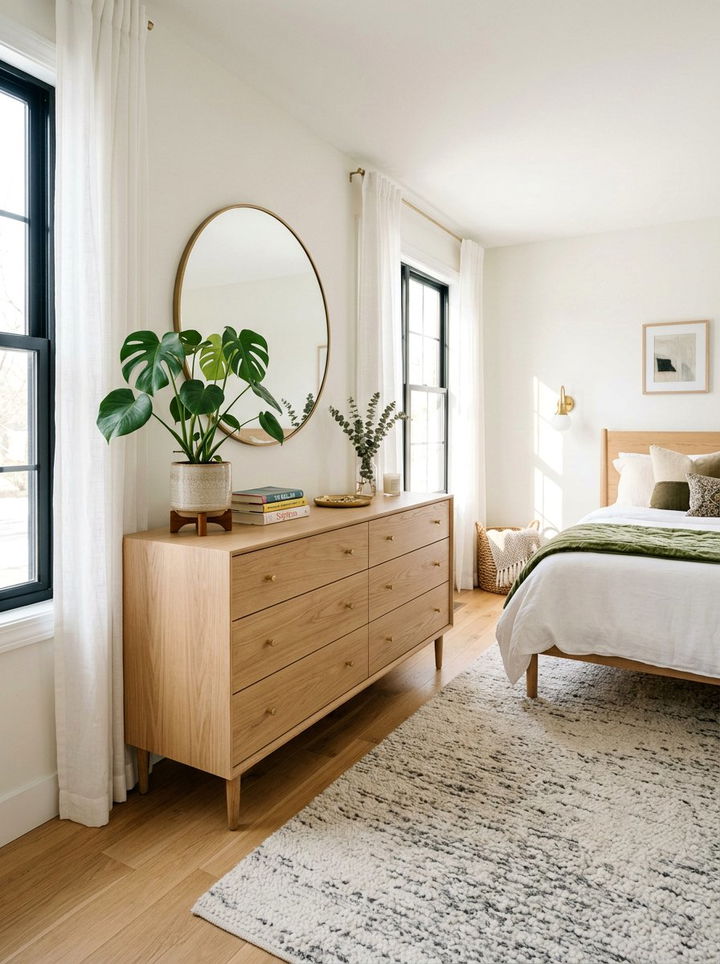 White Oak Dresser - 30 mid-century glam bedroom ideas